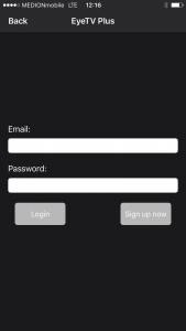 EyeTV Plus Anmeldung